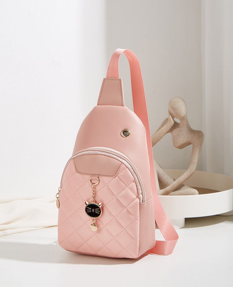 Women's 2024 New Women's Leather Diamond Chest Versatile Shoulder Bag_voghion.com