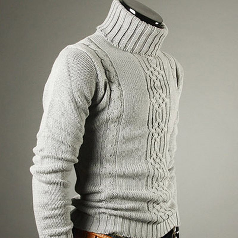 Herrenbekleidung neuer dicker Rollkragenpullover für Herren, langärmeliger warmer Pullover für Herren_voghion.com