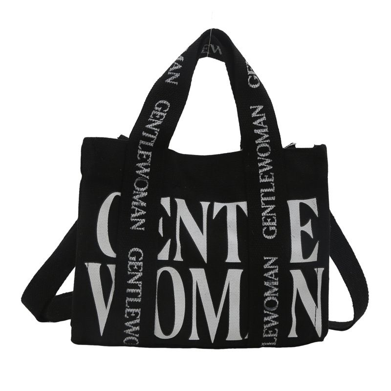 Gentle Woman Damen Einfache Persönlichkeit Brief Drucken Leinwand Neue Casual Schultertasche_voghion.com