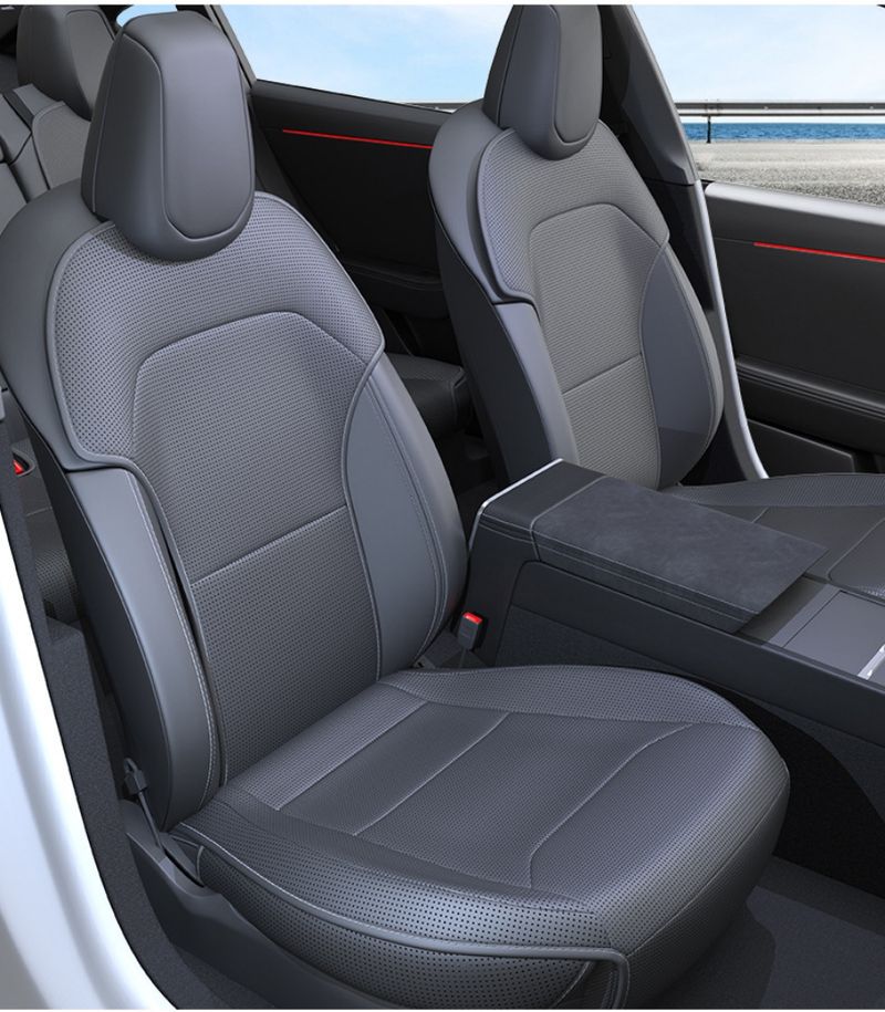 For Tesla Model Y Juniper 2025 2026 Semi-enclosed Covers Front Rear Car Seat Cushion Protector Pad Set All Seasons_voghion.com