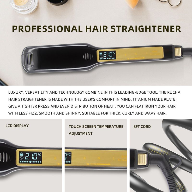 Piastra per capelli professionale in ceramica e tormalina con tecnologia agli ioni negativi - 10 impostazioni di calore regolabili,_voghion.com