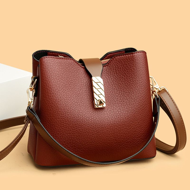 Minimalist Women's 2025 Spring Summer New Trendy Fashion Single Shoulder Crossbody Versatile Wide Strap Bucket Bag_voghion.com