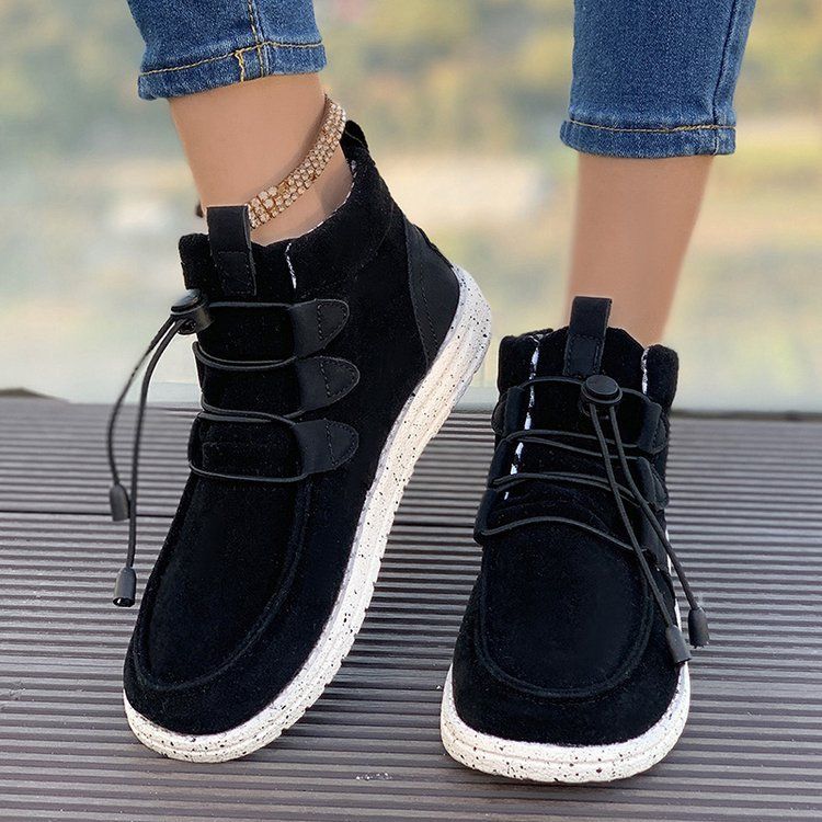Zapatos casuales de talla grande para otoño e invierno 2025, botas cortas con banda elástica y tacón de plataforma para mujer_voghion.com