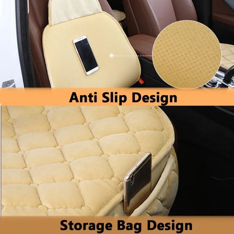 The Plush Cover Warm And Soft 2pcs Seat Cushion Anti-slip Chair Protection Pad Is Suitable For Most Car Models_voghion.com