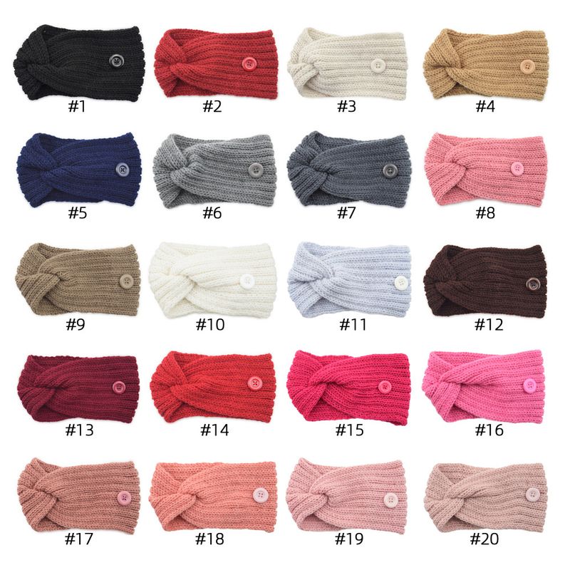 Maschera anti-strangolamento con bottone lavorato a maglia, fascia per capelli calda, accessorio per capelli autunnale e invernale, protezione per le orecchie a croce, copricapo_voghion.com