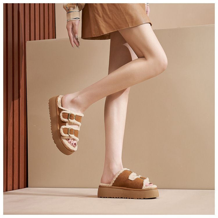 SH213-12025 Herbst und Winter Neue Casual Fashion Non-Slip Soft Bottom Pelzigen Schuhe für Frauen_voghion.com