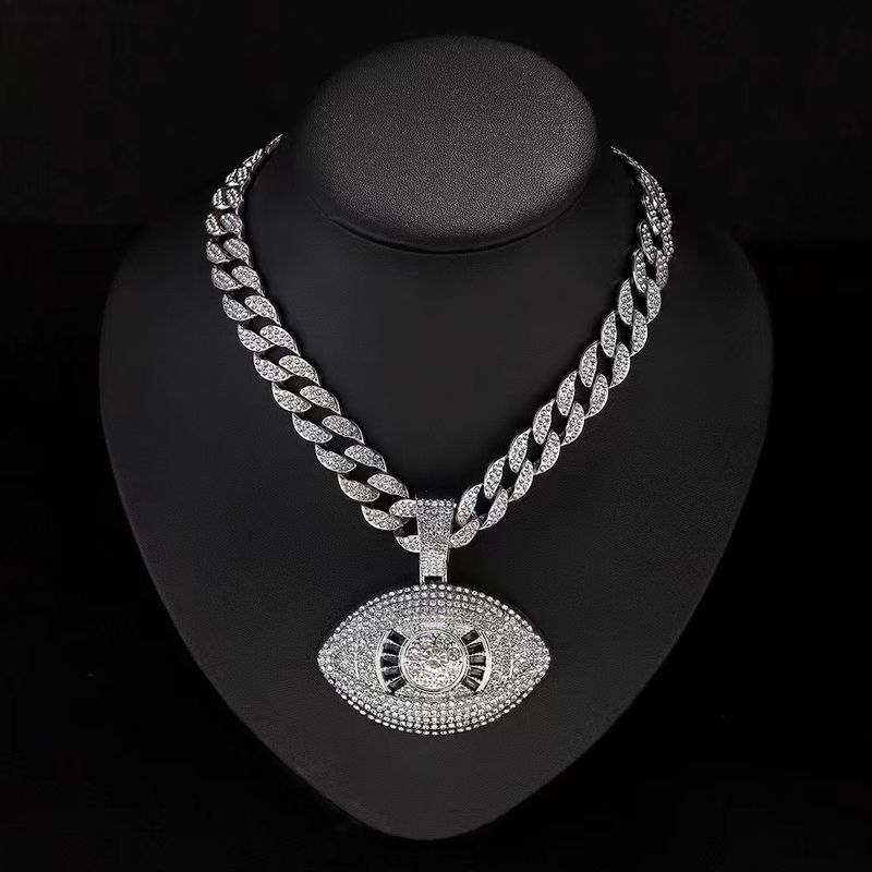Nieuwe legering diamanten engel hiphop gepersonaliseerde creatieve duivelsoog hanger Cubaanse ketting_voghion.com