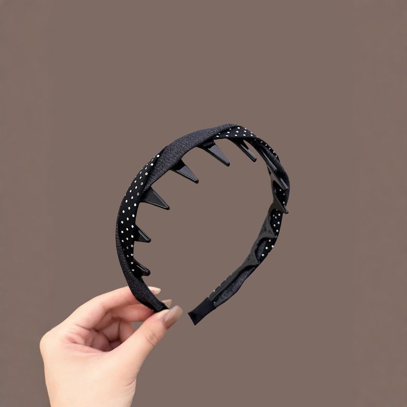 Fascia per capelli in denim a pois di alta qualità per donna, nuova fascia per capelli con denti, organizer, fermaglio per la parte superiore con teschio alto, accessori per capelli_voghion.com