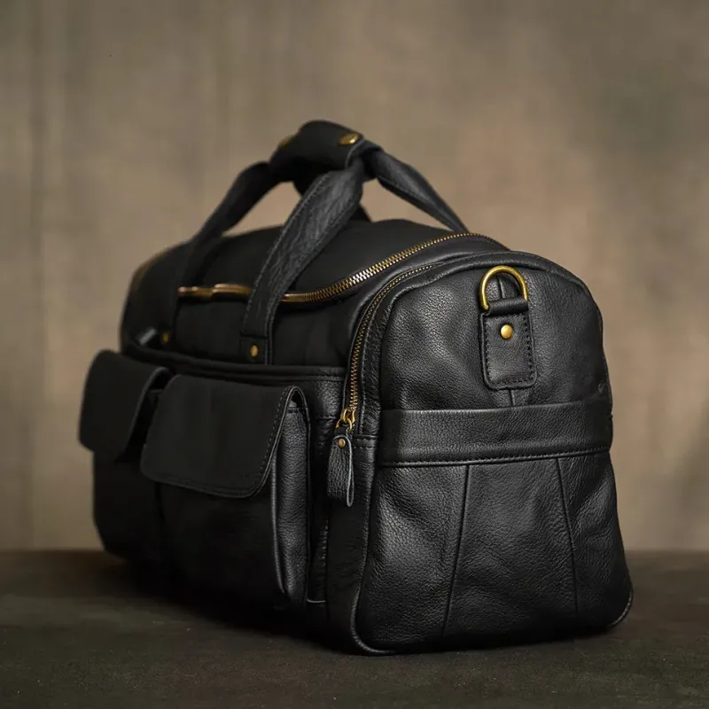 Retro Herren Ledertasche, lässig, großes Fassungsvermögen, Gepäckstück für Outdoor-Reisen, modische Umhängetasche, 250721_voghion.com