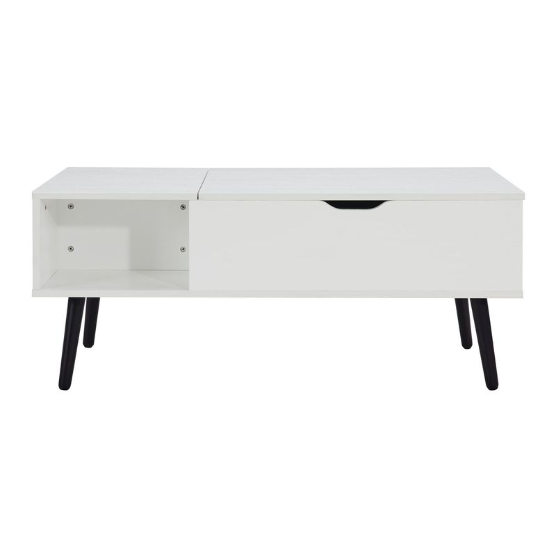 39" Wood Lift Top Coffee Table With Hidden Compartment And Storage Shelf For Living Room, Reception Room, White_voghion.com