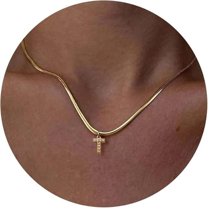 Hot Sales Moda Minúsculo CZ Zircon Carta Inicial Colar Para Mulheres Banhado A Ouro Aço Inoxidável Cobra Corrente A-Z Alfabeto Pingente_voghion.com