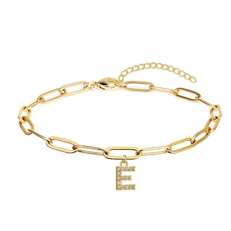Fashion New Initials Bracelet Simple Stainless Steel Paper Clip Chain Diamond Letter Pendant Hand Jewelry_voghion.com