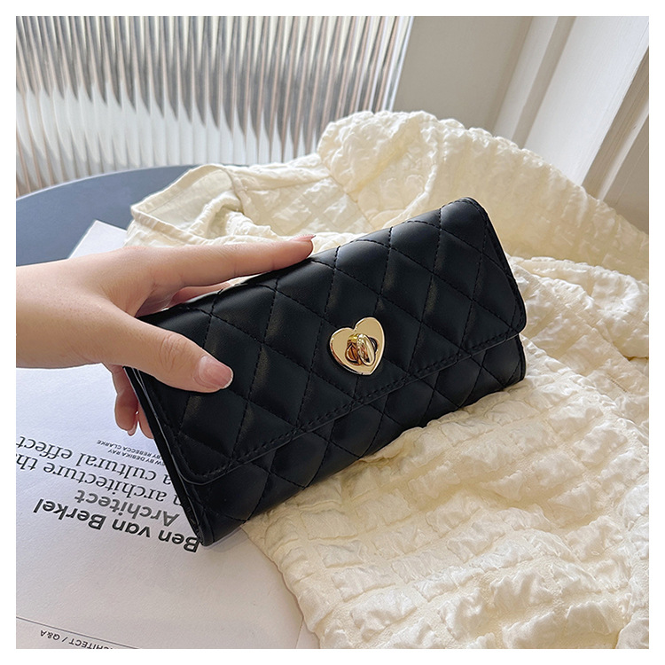 Kleine duftende Wind mittellange Lingge Love Lock Buckle Zero Wallet Damentasche_voghion.com