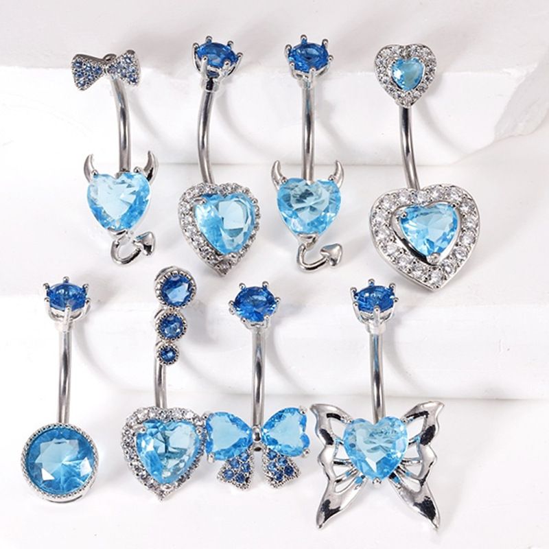 Piercing per ombelico leggero con design a forma di diavoletto e cuore a farfalla in acciaio inossidabile transfrontaliero_voghion.com