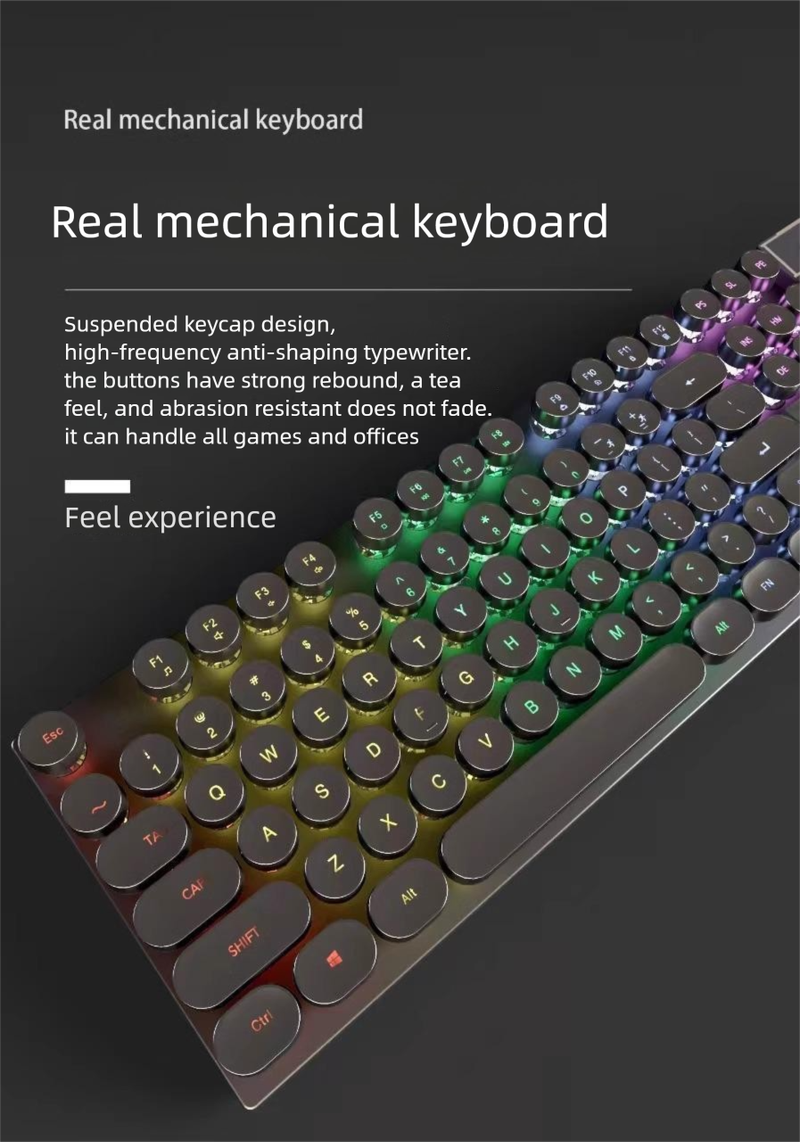 Mouse com fio para computador, tablet, telefone, teclado, universal, mecânico, para jogos, escritório, competitivo, conjunto luminoso_voghion.com