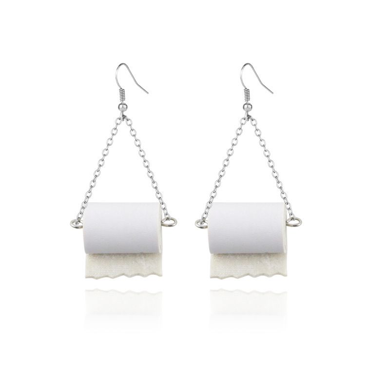 Orecchini creativi con ganci per le orecchie a forma di rotolo di carta igienica_voghion.com