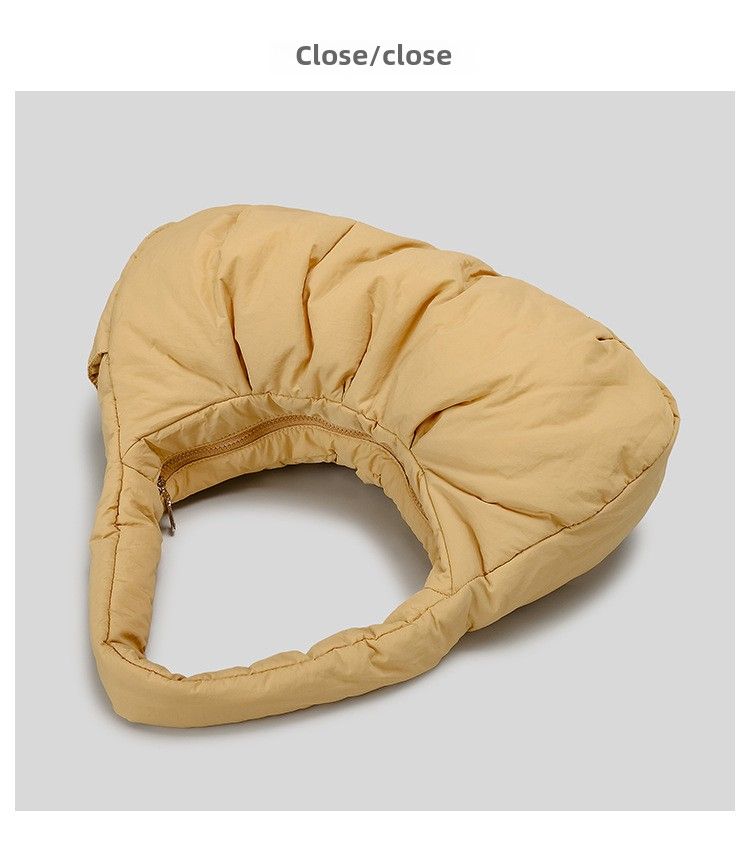 Borsa a tracolla, nuova borsa a tracolla autunnale e invernale semplice e leggera in nylon a mezzaluna trapuntata con nuvola, borsa a tracolla plissettata di grande capacità_voghion.com