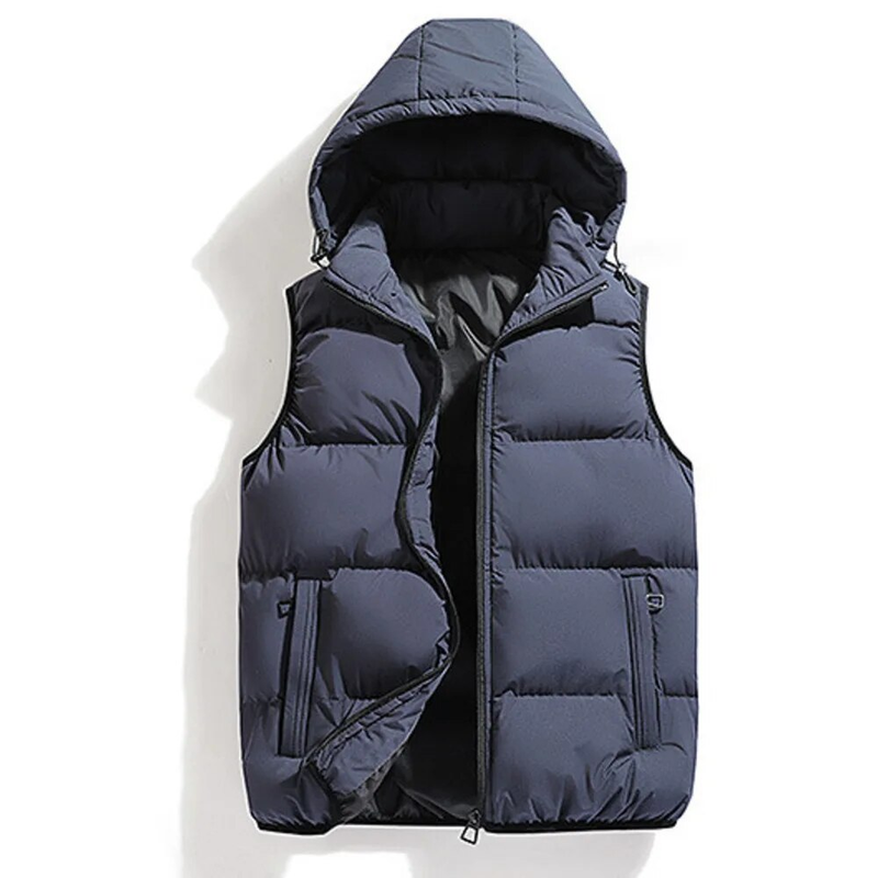 Gilet da uomo in cotone autunno e inverno nuovo grande giacca in cotone tinta unita con cappuccio_voghion.com