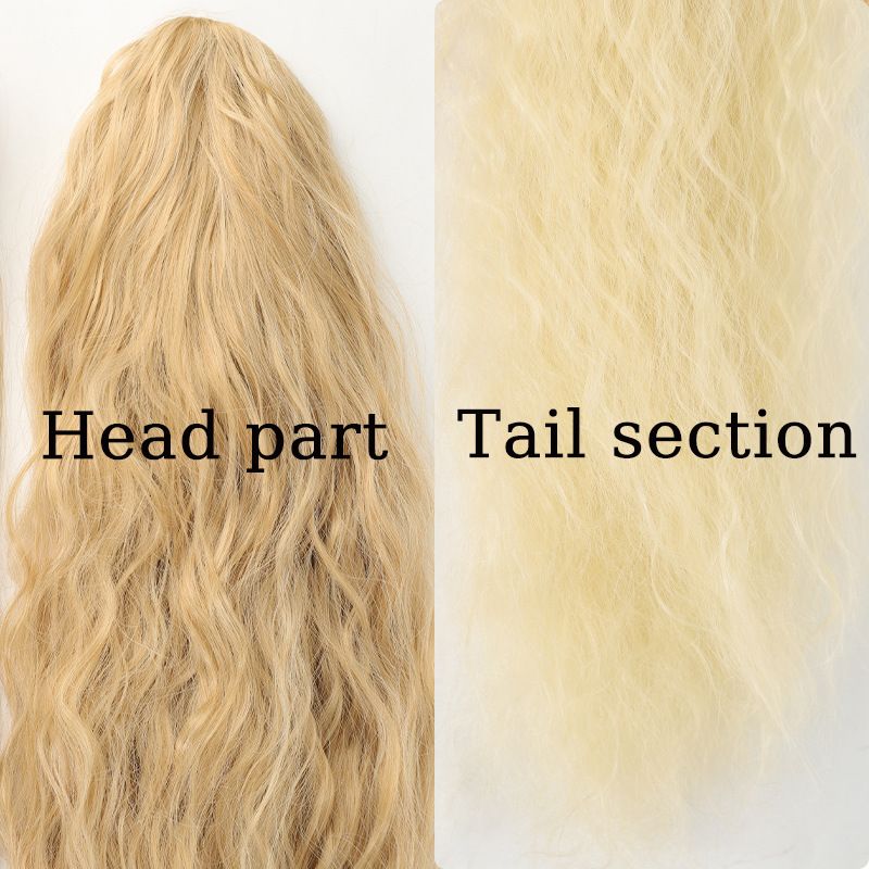 Cornwhisker long curly ponytail wig Female hair bract ponytail fluffy natural pull rope ponytail_voghion.com