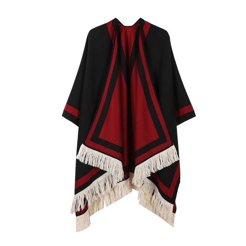 Soft Scarf Wrap - Warm Winter Shawl With Striped Pattern, Faux Cashmere Material, Bohemian Style With Fringe, Versatile For Travel & Daily Wear_voghion.com