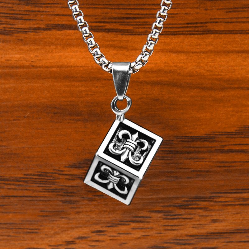 Punk-Stil Kinder Blume Kreuz Würfel Titan Stahl Halskette personalisierte Anhänger trendige Männer und Frauen Mode_voghion.com