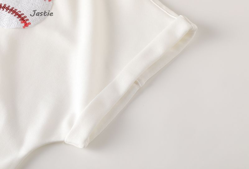 hot selling 2024 Spring And Summer Sequin Baseball Game Loose T-Shirt Women's Short-Sleeve O-Neck Pullover Top_voghion.com