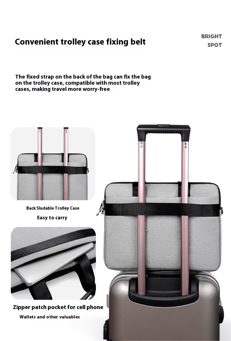 Bolsa para laptop empresarial simples e de grande capacidade, pasta portátil masculina e feminina de 13,3/14/15,6 polegadas, à prova d'água e resistente a terremotos_voghion.com