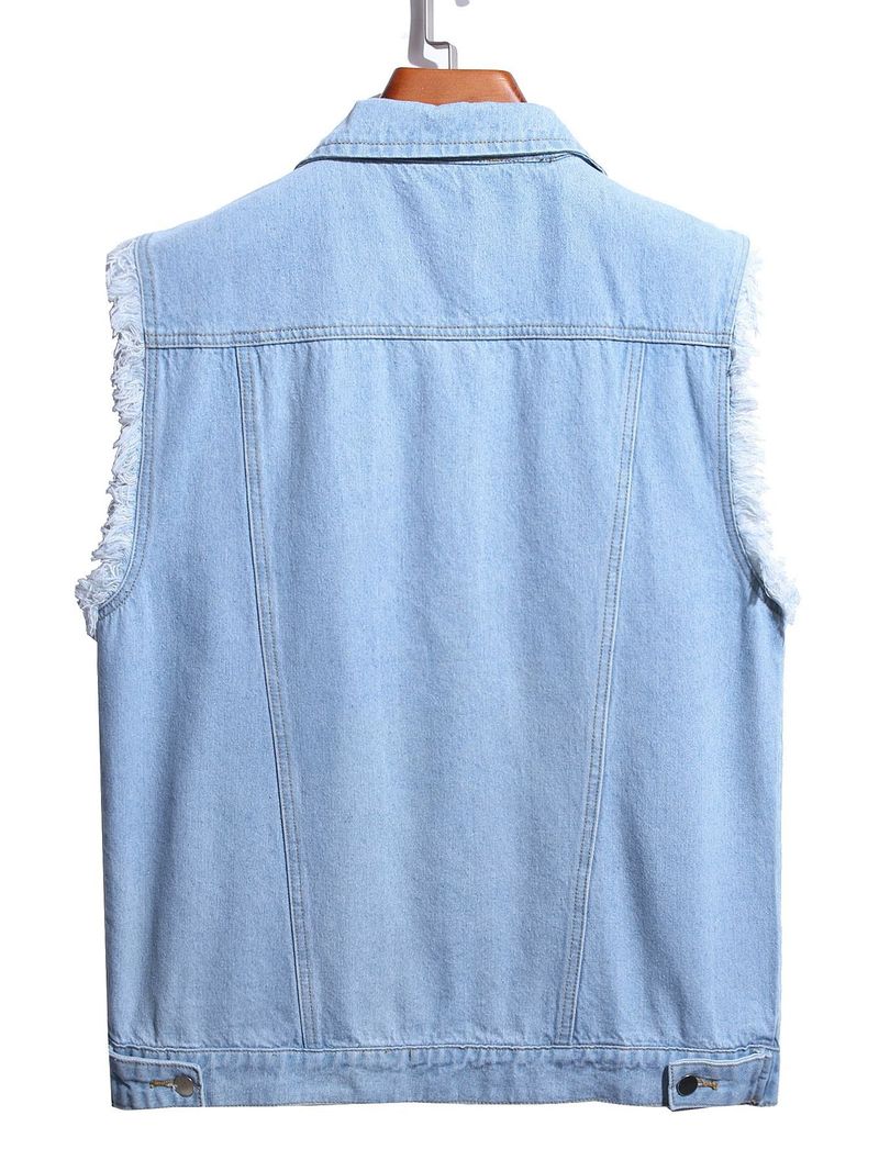Men's Clothing New Style Trendy Fashion Denim Vest Simple And Versatile Casual Denim Jacket_voghion.com