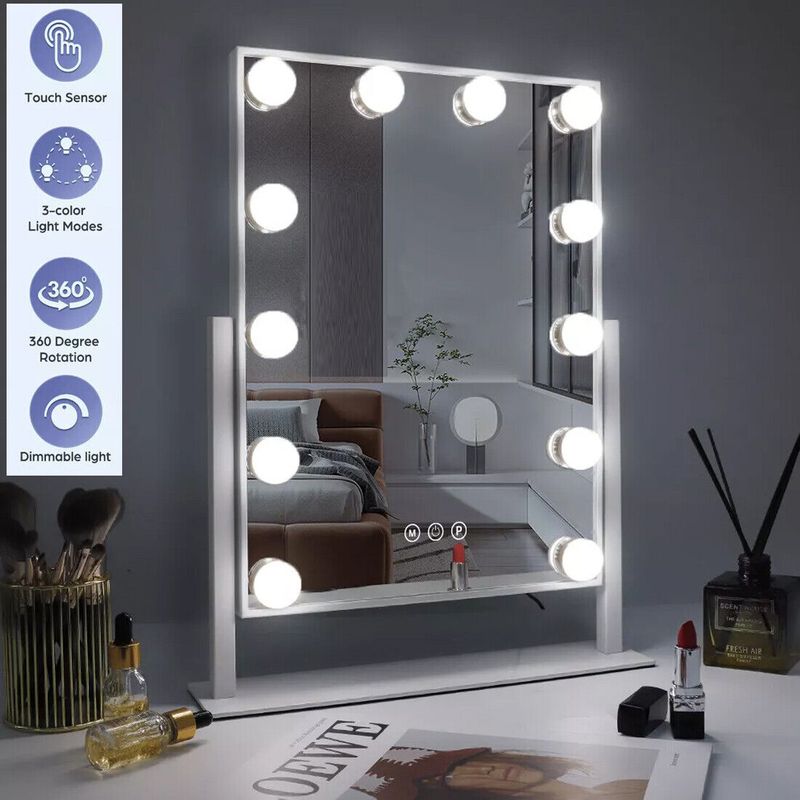 with 12 Lights LED Dressing Table Mirror Hollywood Mirror Vanity Make Up Mirror_voghion.com
