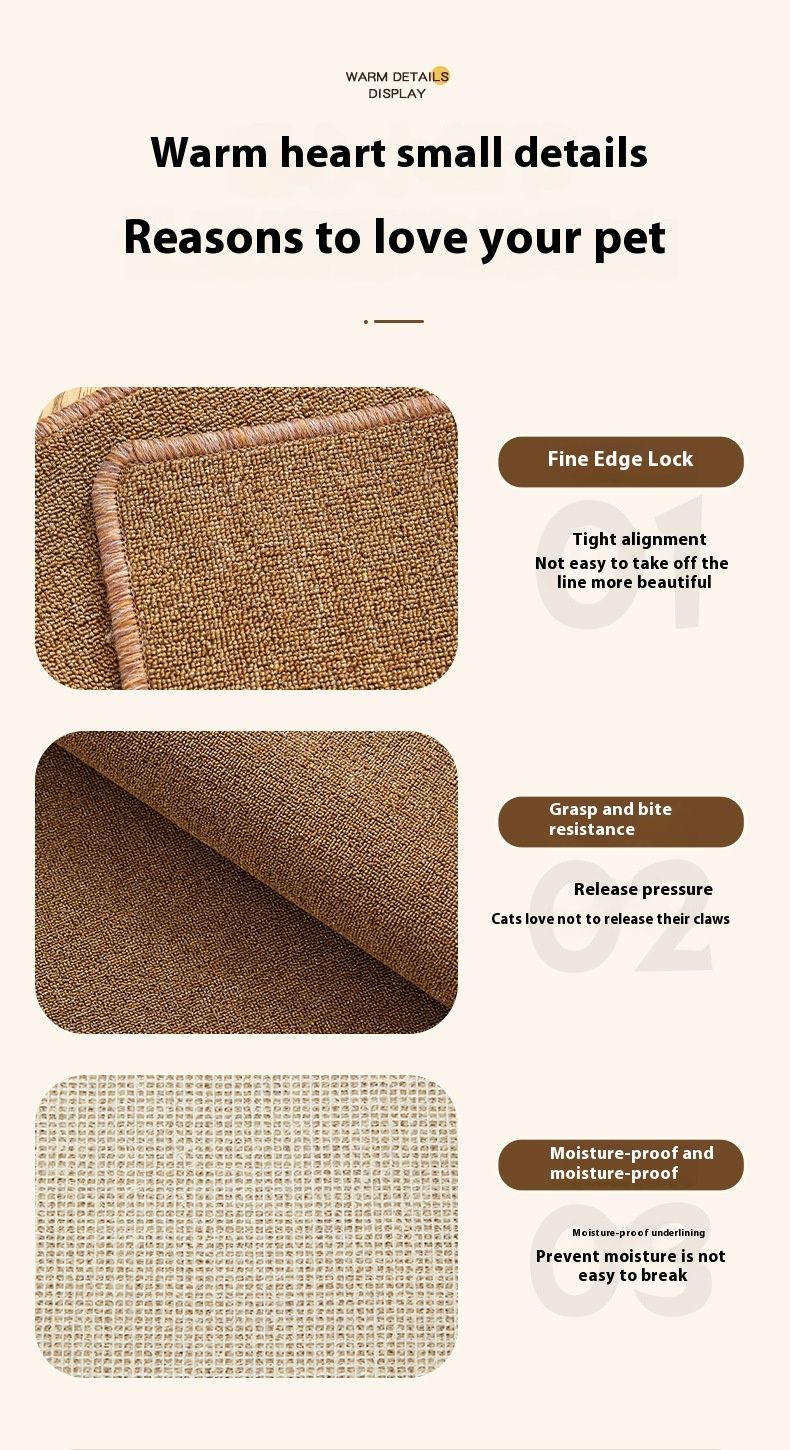 Almohadilla de alfombra de sisal para mascotas y gatos, resistente a arañazos, resistente al desgaste, lavable, fácil de limpiar y a prueba de humedad._voghion.com