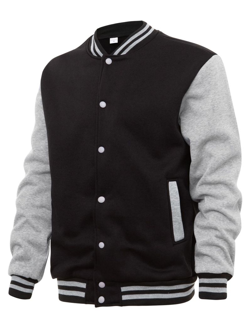 Men's Fleece-Lined Baseball Jacket - Winter Zip-Up Hoodie With Button Front, Unisex Oversized Streetwear Coat (S-XXL)_voghion.com