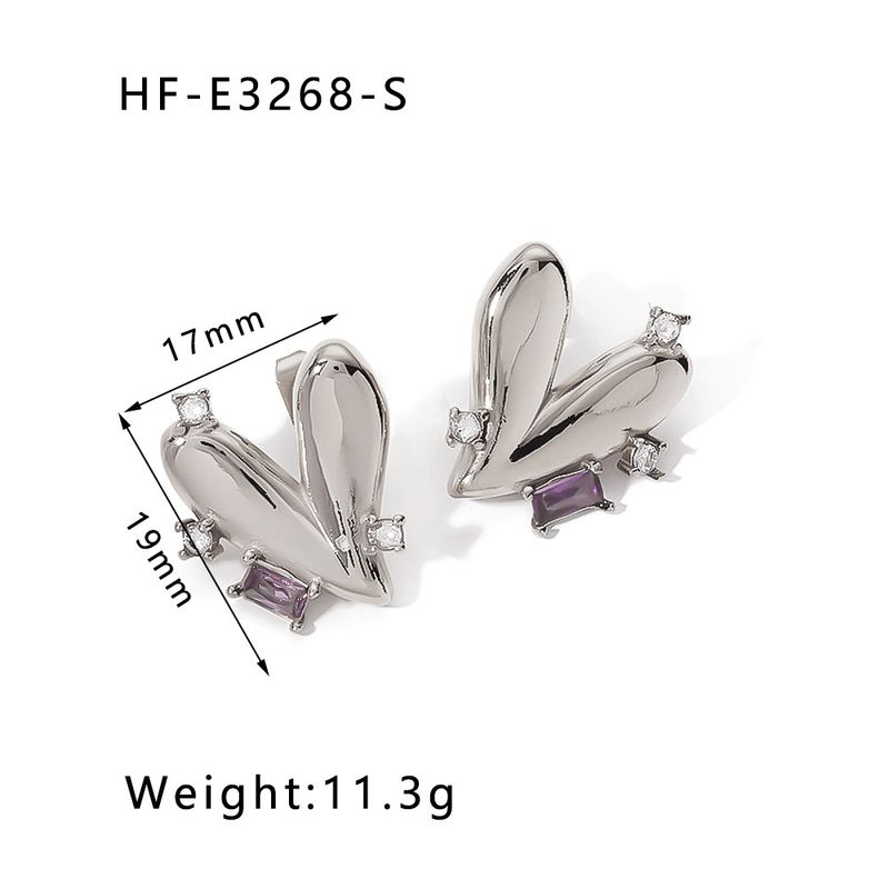 Emerald Heart-Shaped Zirconia Titanium Steel High-End Elegant Simple Women's Earrings_voghion.com
