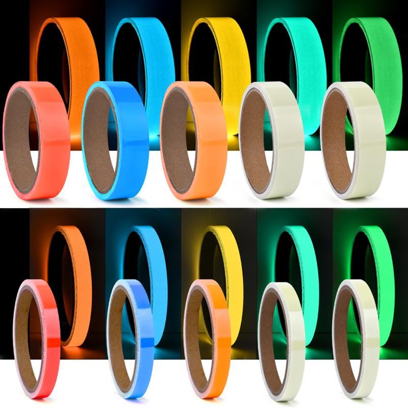 Ruban adhésif fluorescent lumineux, brille dans le noir, pour la sécurité, la décoration de la maison, avertissement_voghion.com