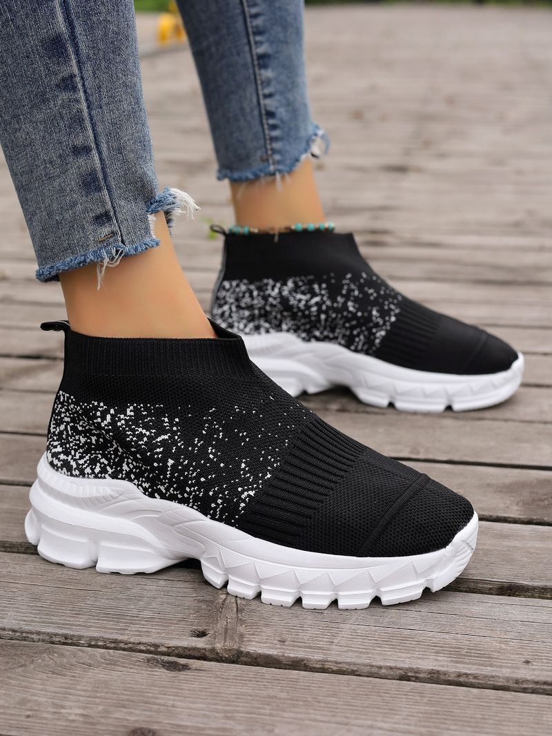 Scarpe singole sportive casual con fondo spesso traspirante Flyknit 2023 di grandi dimensioni per le donne_voghion.com