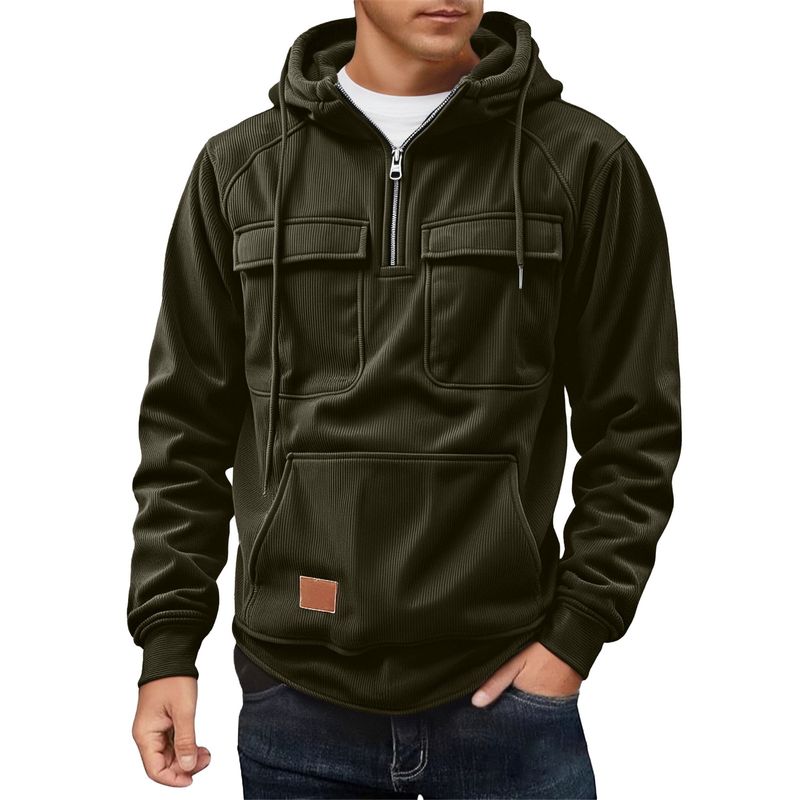 Giacca casual da uomo 2025 con cappuccio e cerniera per autunno e inverno_voghion.com