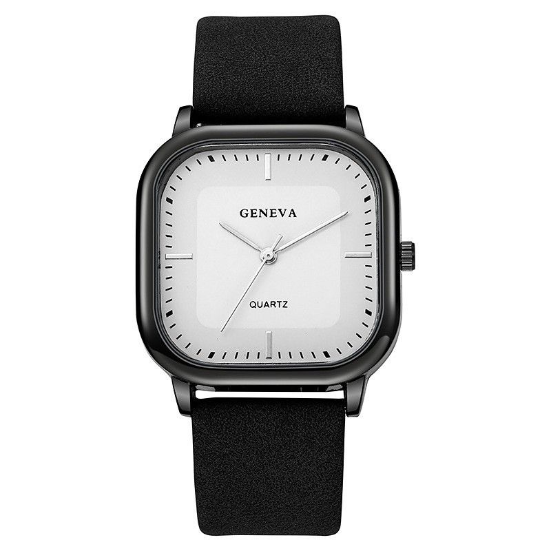 Men's Minimalist Quartz Watch With Leather Strap, Square Dial, Fashionable Casual Timepiece For Everyday Wear_voghion.com