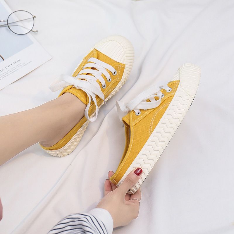 Lazy women's bag top, half trailer, canvas shoes, internet famous, summer pregnant women breathable, one footed,_voghion.com