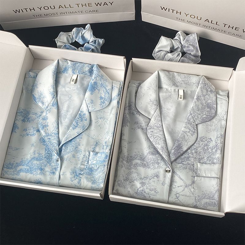 Ladies' Spring and Autumn Long sleeved Silk 2023 New Style Korean Home Furnishing Set for Outerwear_voghion.com