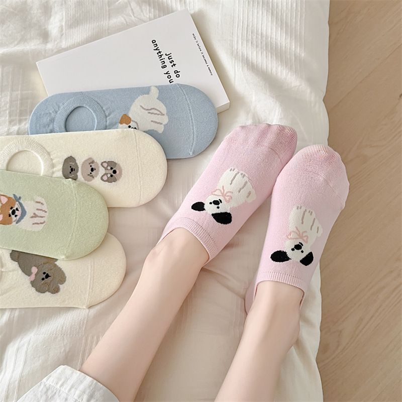 Women's & Men's Cotton No Show Socks With Cute Animal Patterns, Seamless Comfort, Breathable & Anti-Slip For Daily Wear_voghion.com