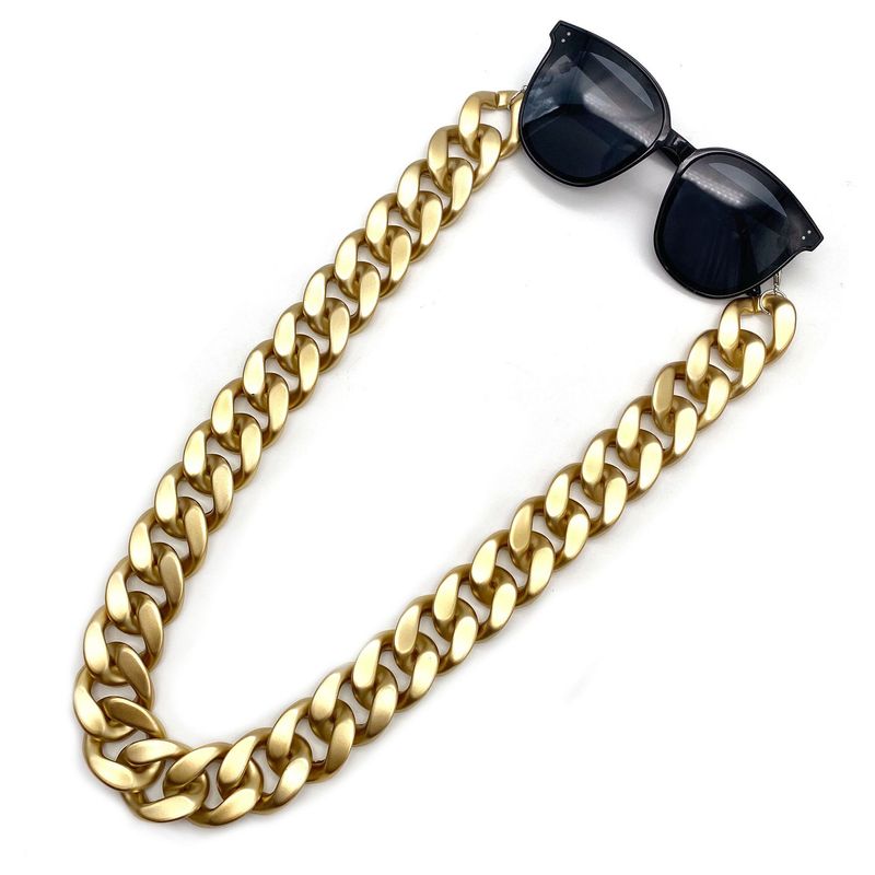 Wind Sand Gold Transparent Resin Acrylic Glasses Mask Dual-use Hanging Chain Sunglasses Wear Matching Accessories_voghion.com