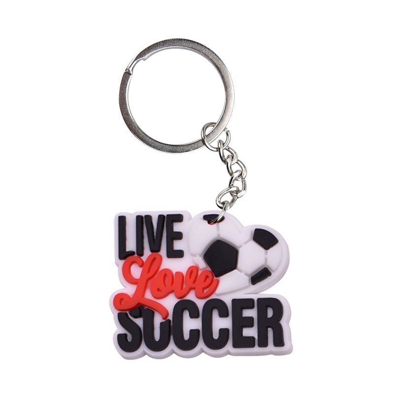 Portachiavi con ciondolo a forma di pallone da calcio, fibbia decorativa fai da te con adesivo morbido in PVC, ciondolo per zaino_voghion.com