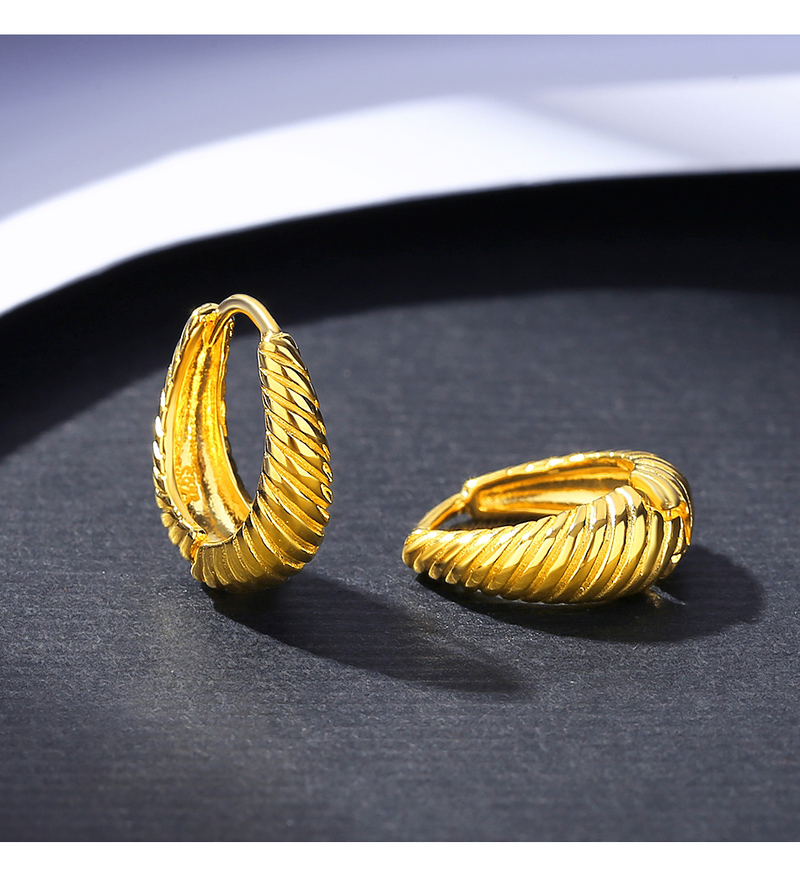 Orecchini a cerchio intrecciati Orecchini a clip geometrici con goccia d'acqua in argento sterling per donne Colore oro fine_voghion.com