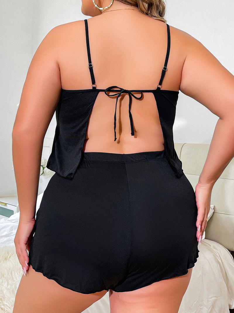 Roupas femininas lingerie sexy conjunto de duas peças tamanho grande sexy divertido pijama sem costas conjunto sexy_voghion.com