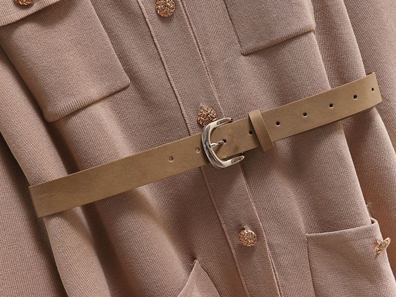 Abbigliamento da donna Autunno e inverno Maglione lavorato a maglia Completo polo Collo maglione largo Giacca vita alta Pantaloni gamba larga Completo due pezzi_voghion.com