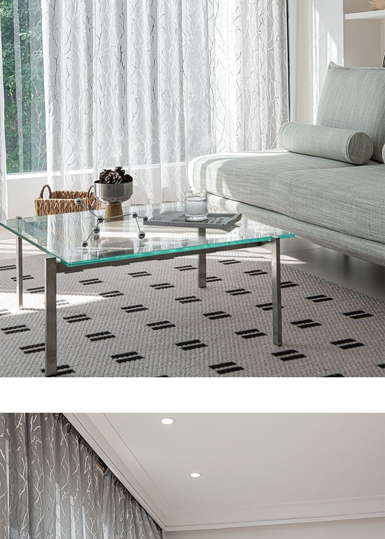 Gümüş Sıcak Gümüş Işık Geçiren ve Şeffaf Olmayan Çubuklu Perdeler Tül Perdeler_voghion.com