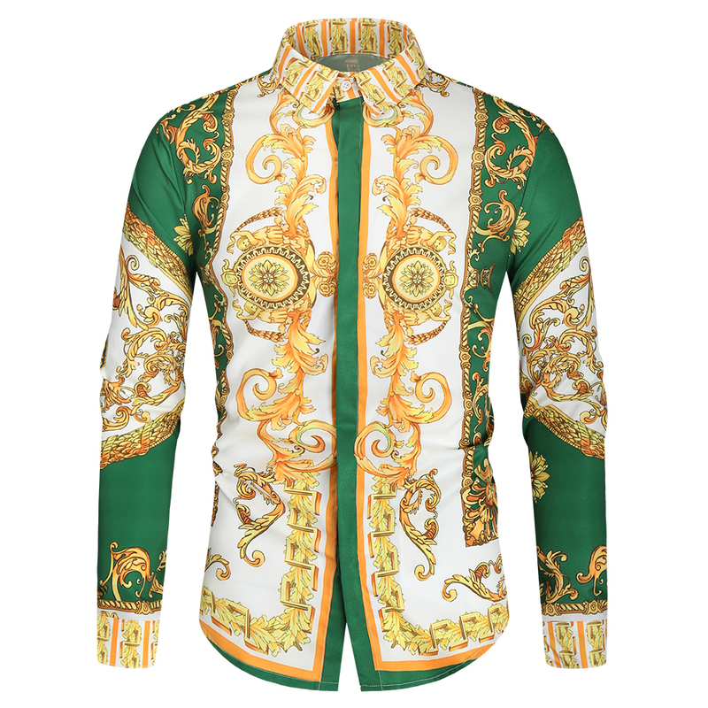 Men's clothing 3D digital print fashion shirt slim long sleeve shirt_voghion.com