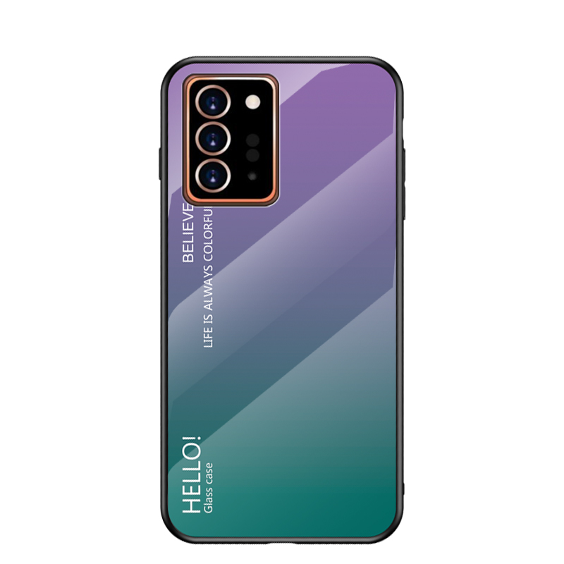 Samsung Galaxy Note 20 Ultra KılıfDegrade Temperli Cam ArkaHibrit İnce Darbeye Dayanıklı Kapak Kılıfı_voghion.com