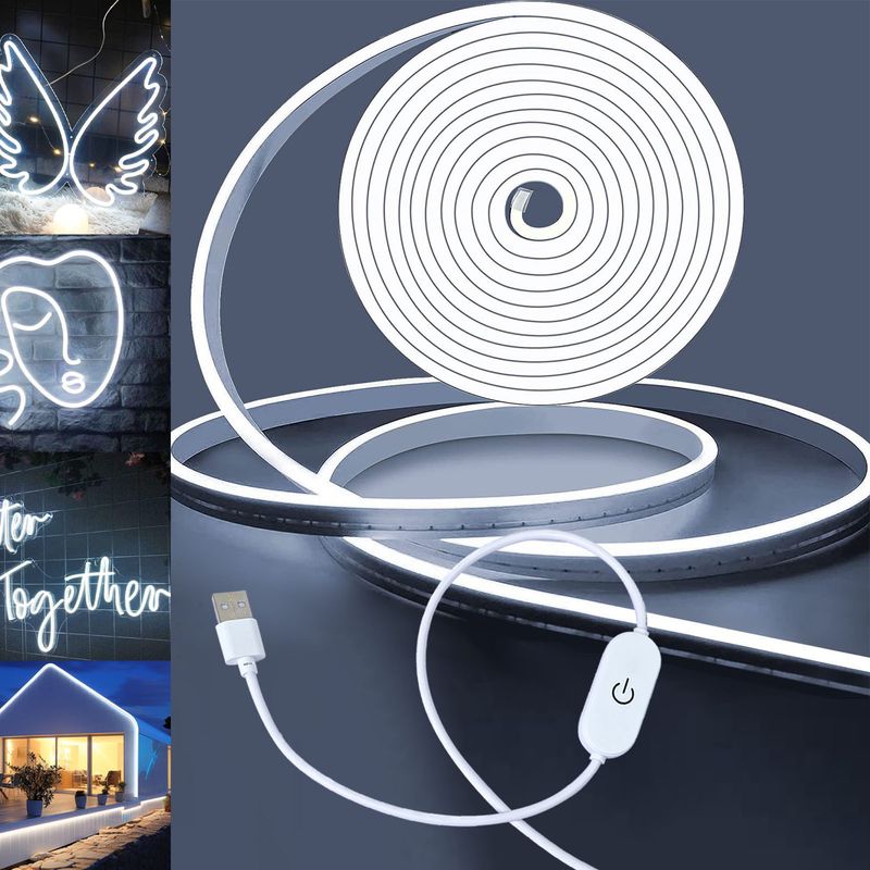 Fita de LED neon com sensor de toque, USB DC 5V, regulável, flexível, silicone, à prova d'água, para decoração de casa e ambientes externos_voghion.com
