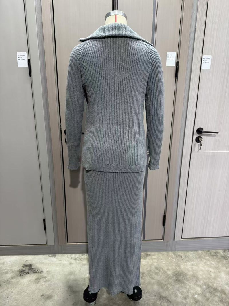 Damenbekleidung Herbst Strickpullover Röcke Modische Temperament Casual Pullover Anzüge_voghion.com