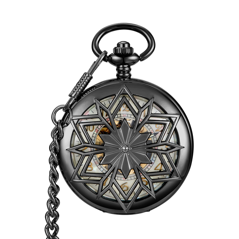 New Product Prismatic Hollow Flip Cover Roman Numerals Luminous Fully Automatic Mechanical Pocket Watch_voghion.com